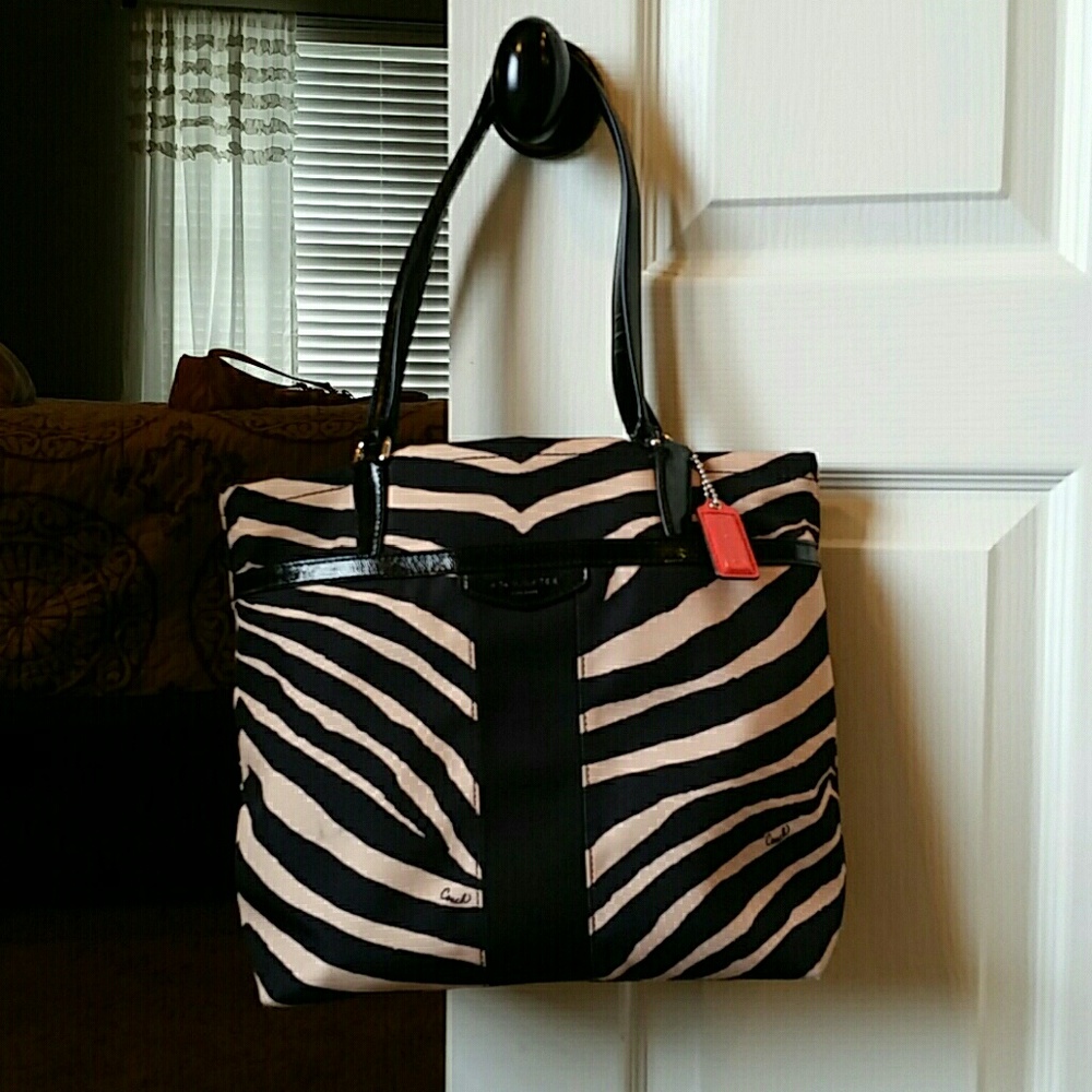 Coach Purse Signature Black Zebra